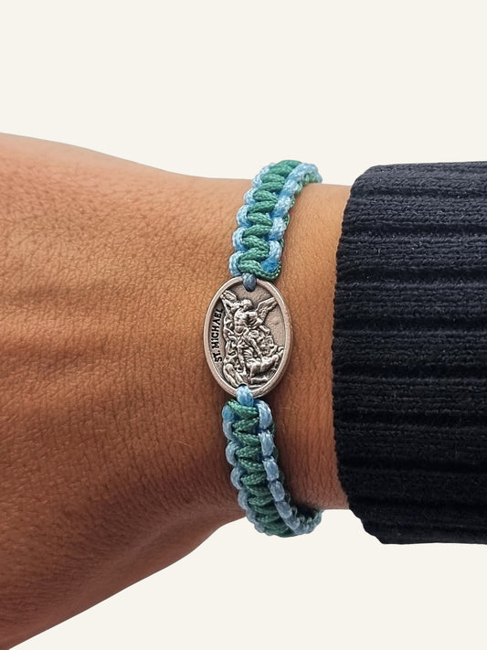 Personalized Catholic Saint Medal Braided Bracelet