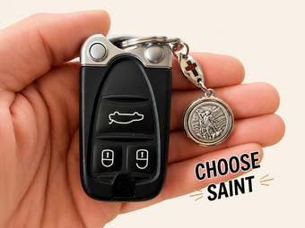 Personalized Catholic Saint Medal Keychain