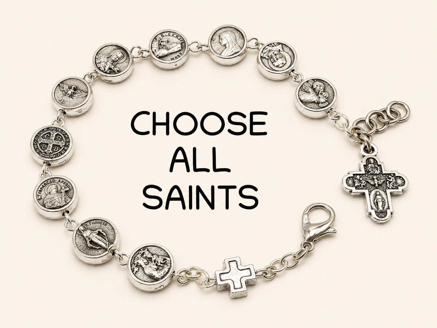Personalized 10 Saints Catholic Charm Bracelet
