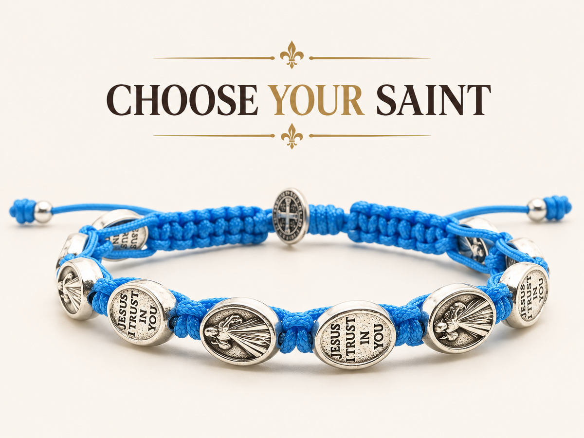 Divine Mercy Bracelet - Choose Your Saint & Cord Color