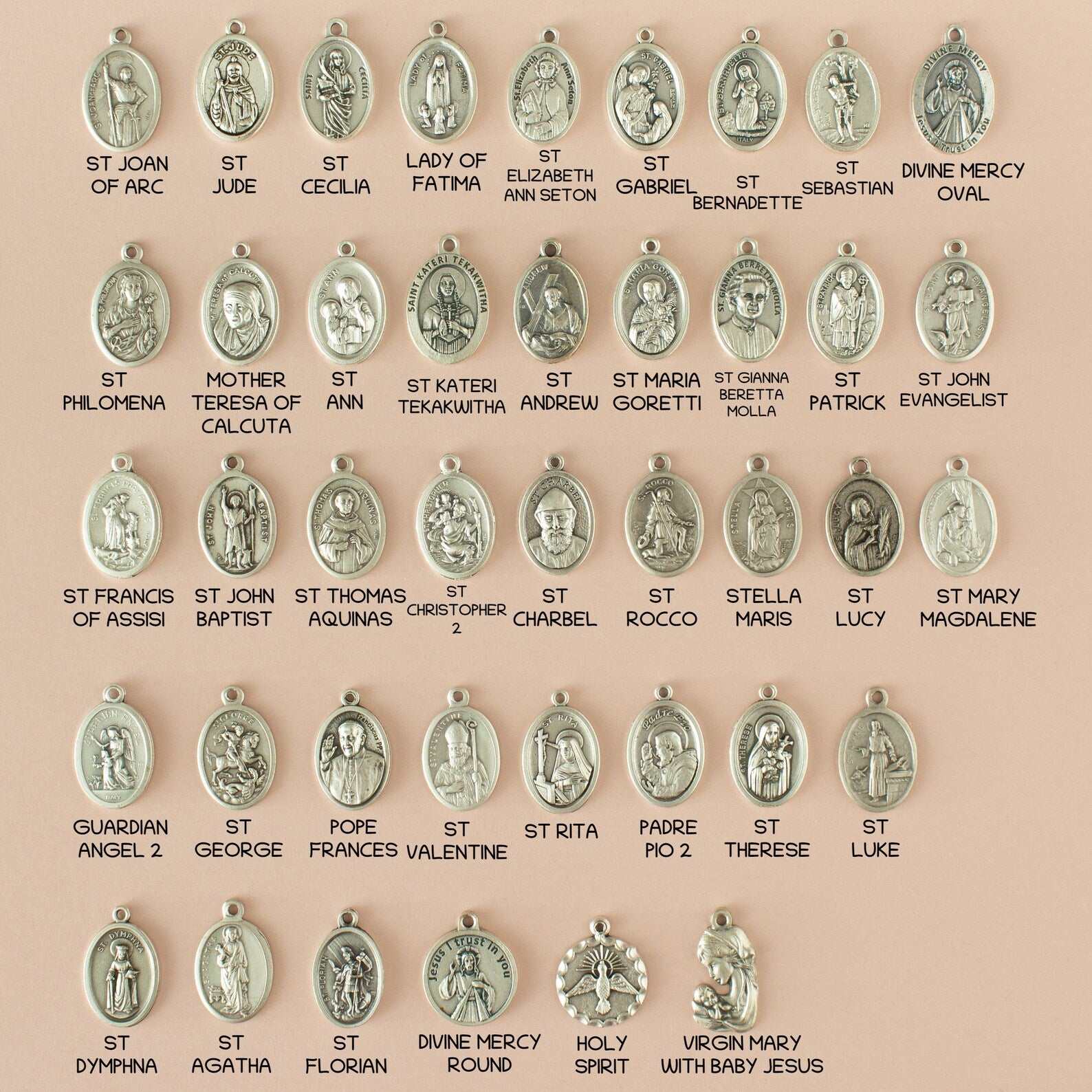 Personalized Catholic Saint Medal & Cross Necklace