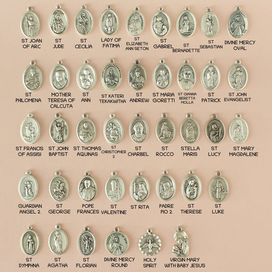 Personalized Catholic Saint Medal & Cross Necklace