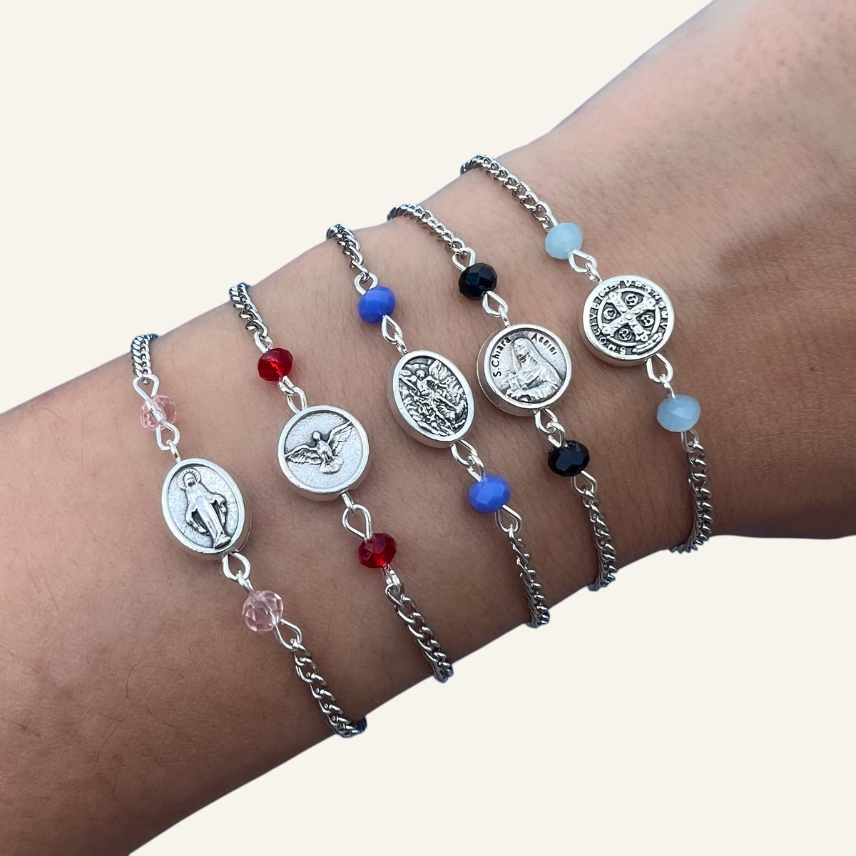 Custom Saint Beaded Bracelet - Adjustable Catholic Bracelet