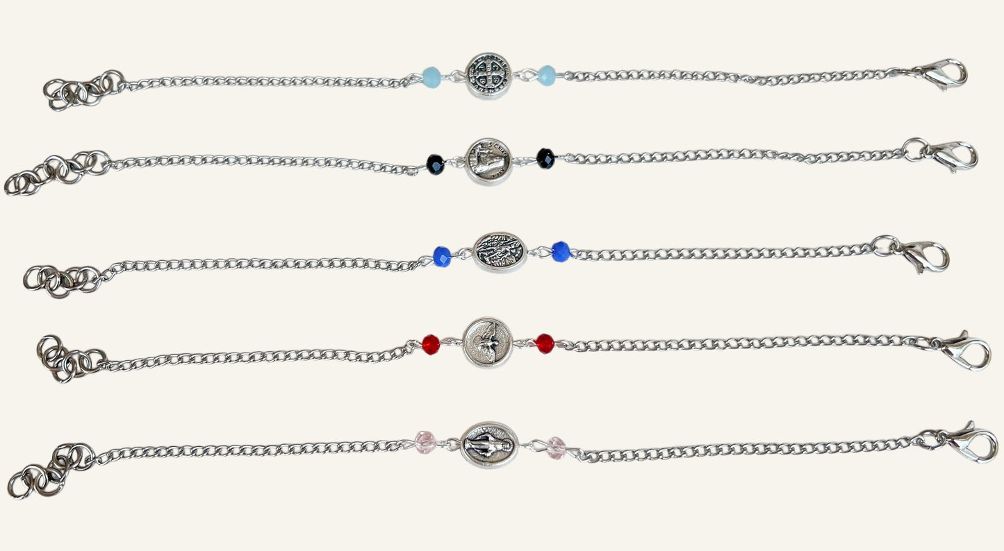 Custom Saint Beaded Bracelet - Adjustable Catholic Bracelet