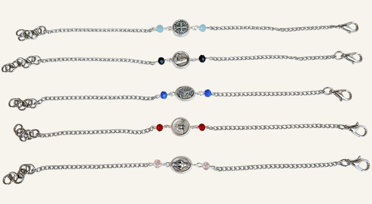 Custom Saint Beaded Bracelet - Adjustable Catholic Bracelet
