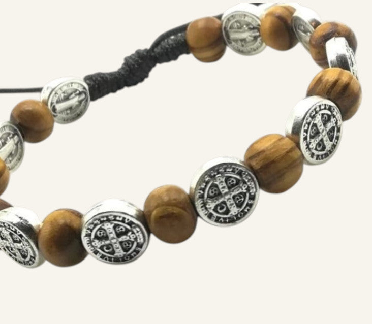 St. Benedict Rosary Bracelet - Wooden Catholic Bracelet