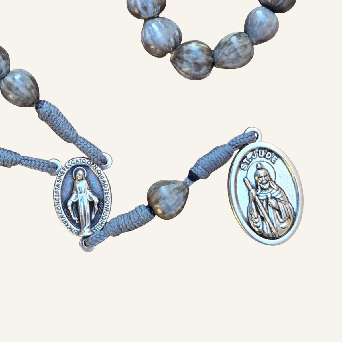 St. Jude Pocket Rosary - Natural Job's Tears Prayer Beads