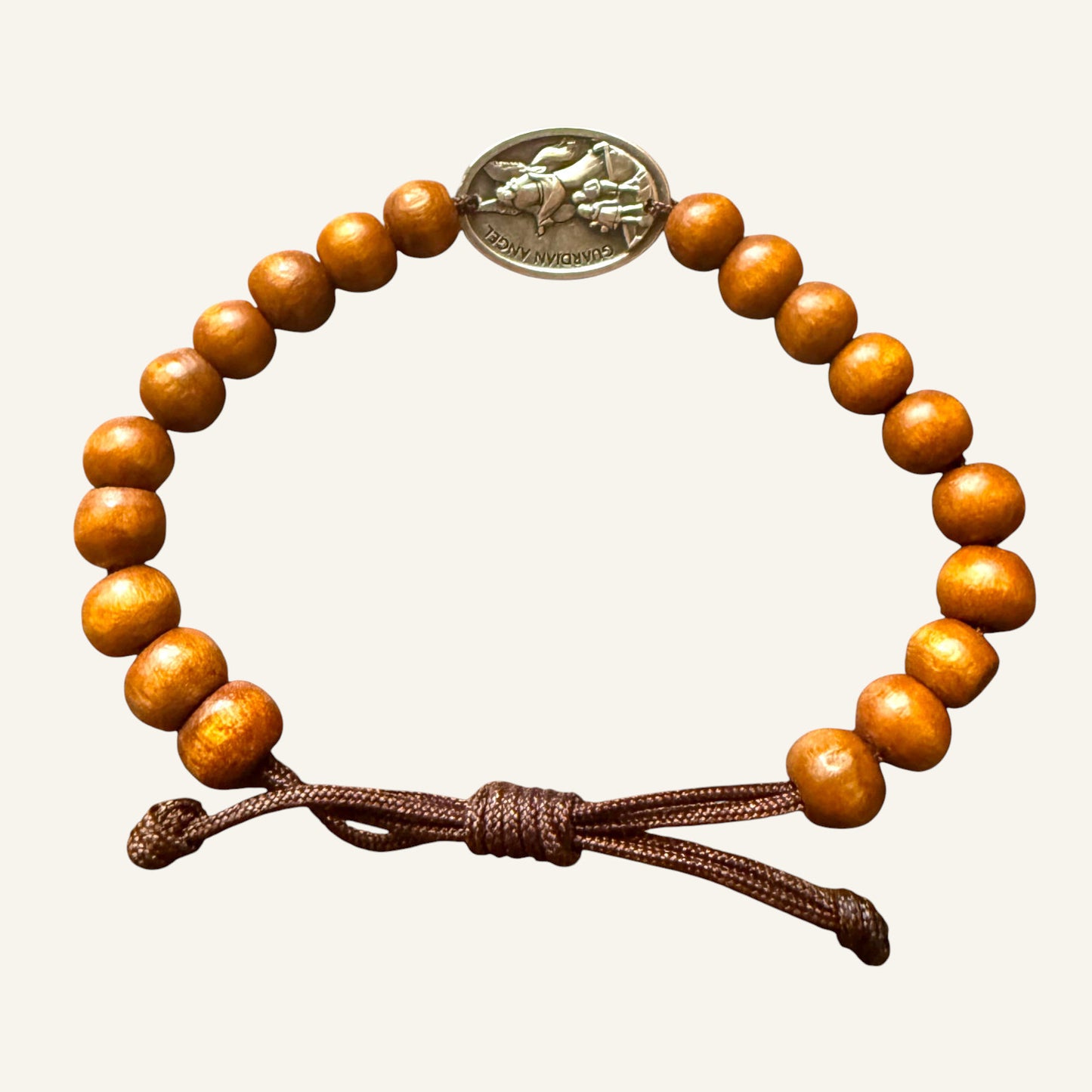 St. Michael & Guardian Angel Wooden Bead Bracelet