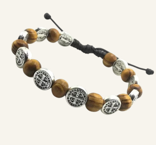 St. Benedict Rosary Bracelet - Wooden Catholic Bracelet