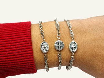 Christian Saint Medal Chain Bracelet | Catholic Gift