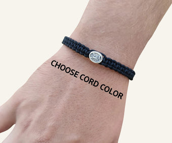 Personalized Catholic Saint Medal Cord Bracelet From Medjugorje