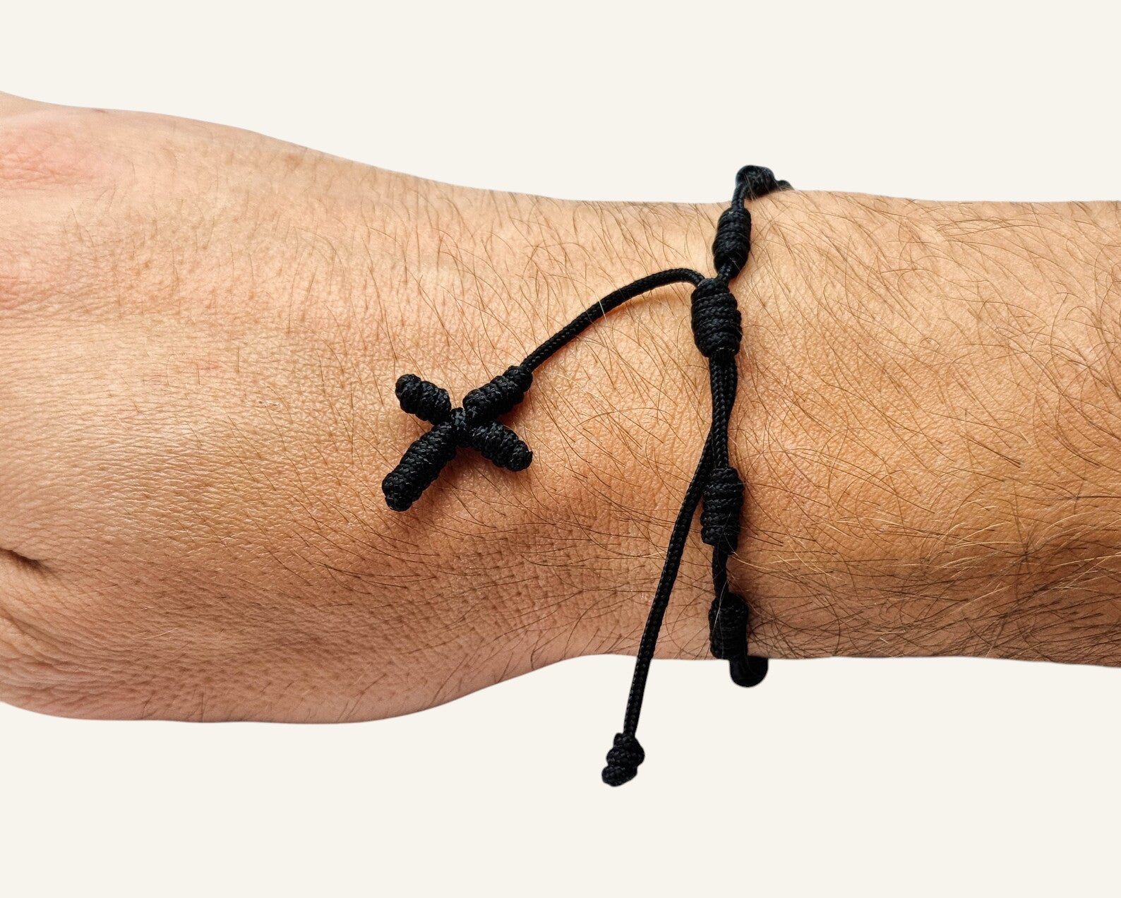 Handwoven Catholic Rosary Cord Bracelet with Cross