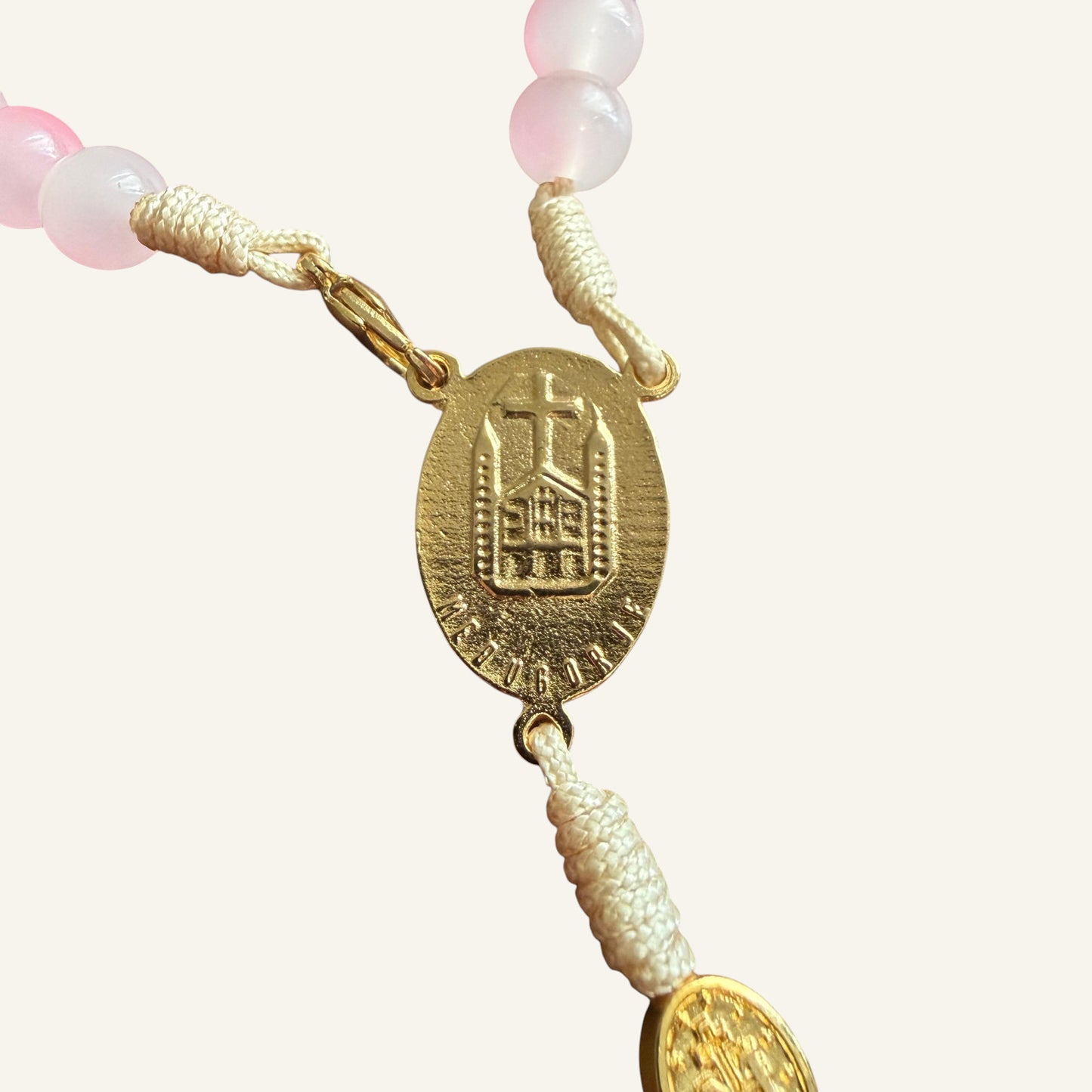 Personalized Rosary,Pink Beads, Catholic Gift, Custom Name Prayer Beads, Marian Medjugorje, Baptism, First Communion