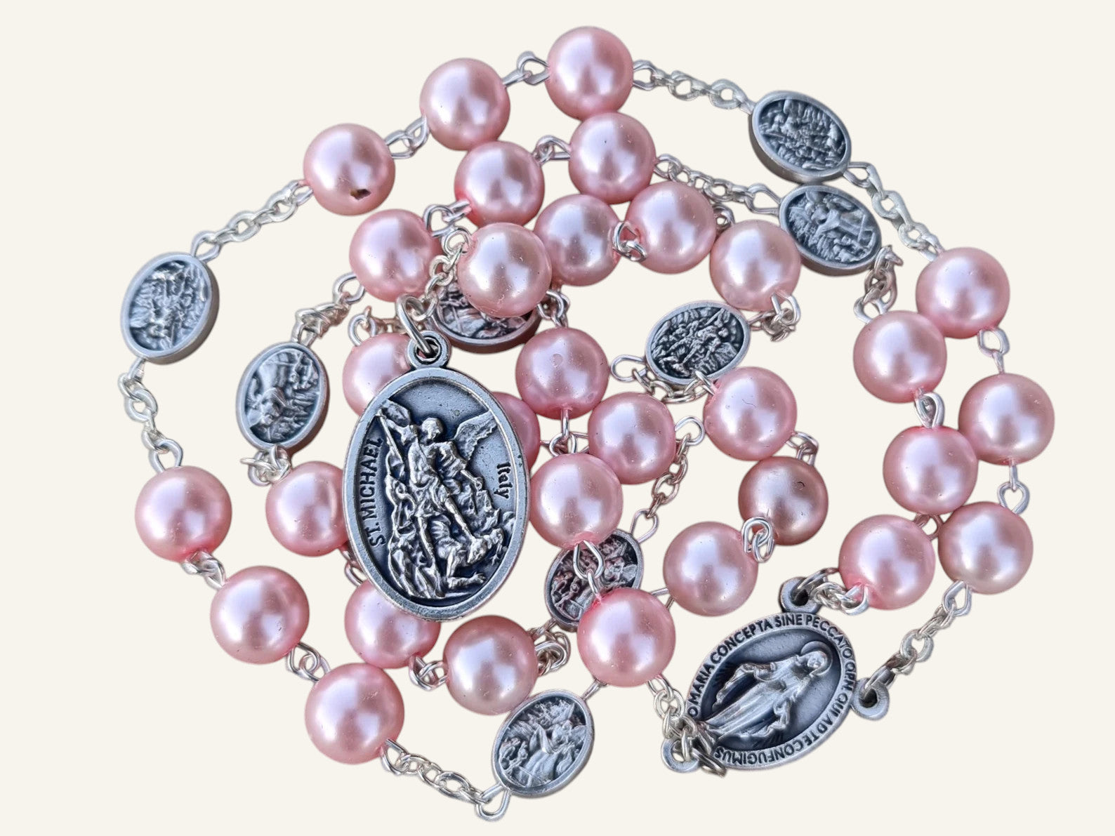 Personalized St. Michael Catholic Rosary - Choose Beads & Medal