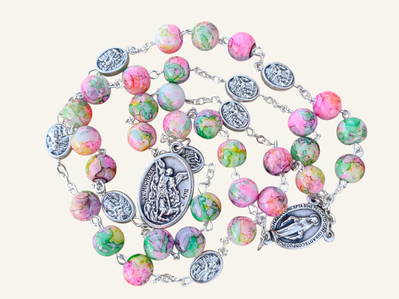 Personalized St. Michael Catholic Rosary - Choose Beads & Medal