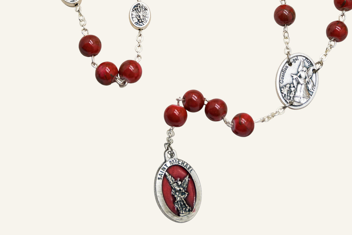 St. Michael Archangel Chaplet - Red Catholic Prayer Beads