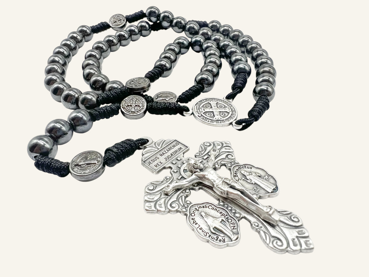 Pardon Crucifix 5 Decade Rosary with St. Benedict & Miraculous Medal