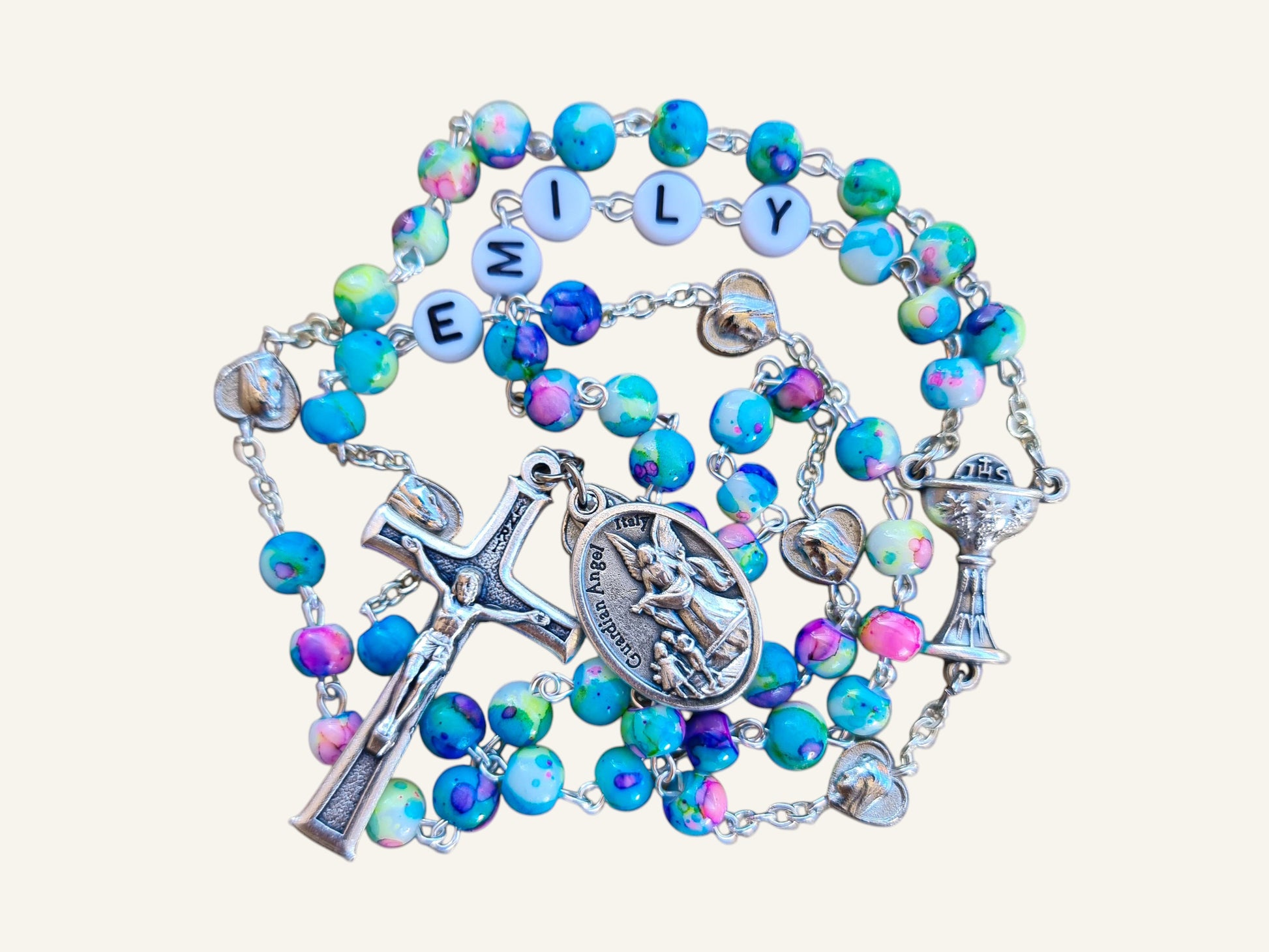 Personalized Catholic Rosary with Name, Saint Medal & Beads