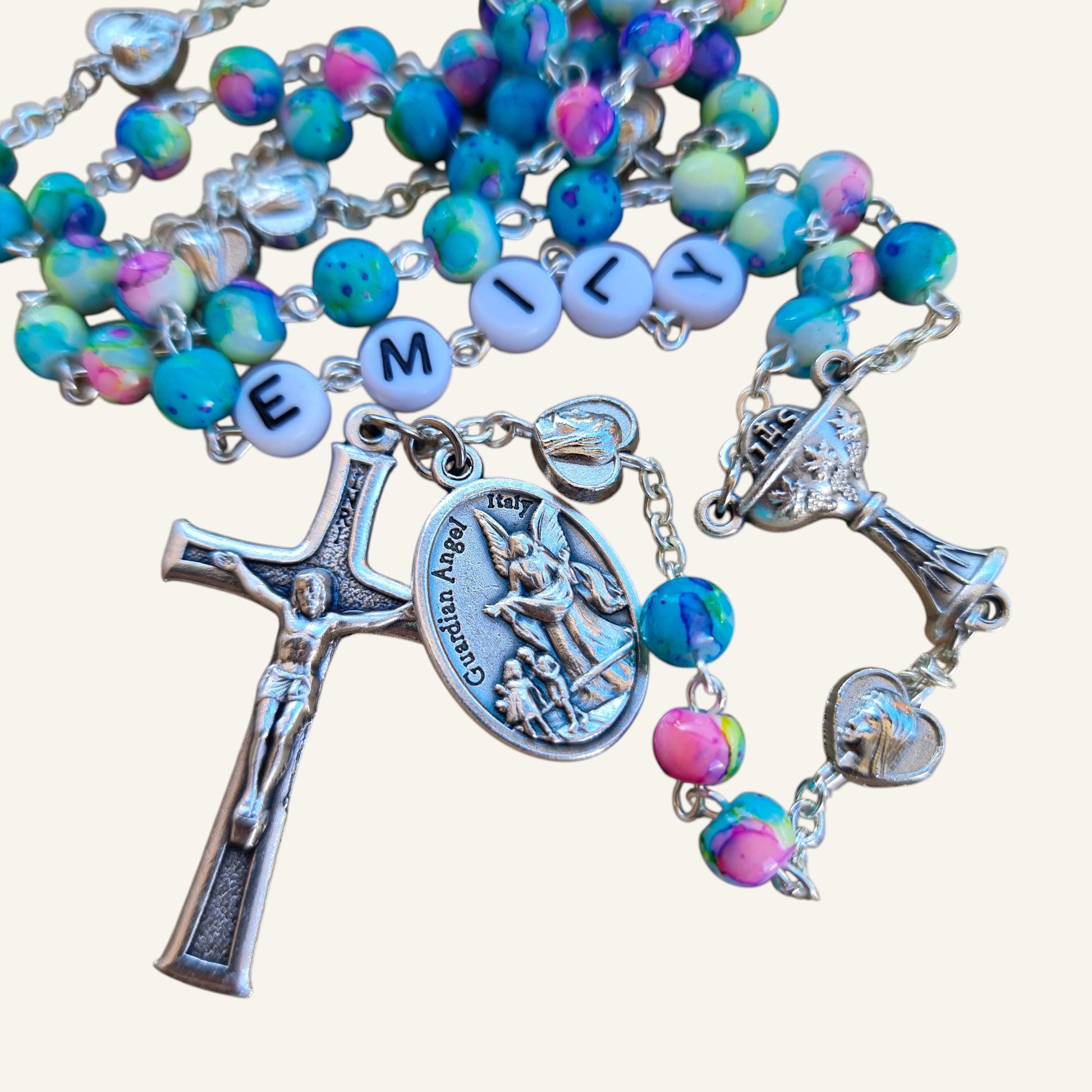 Personalized Catholic Rosary with Name, Saint Medal & Beads
