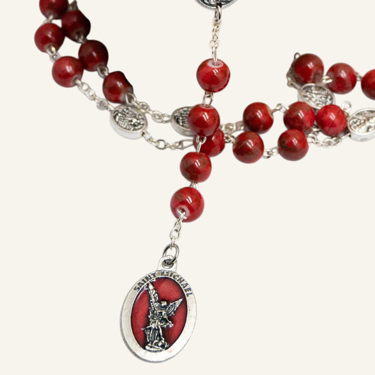 St. Michael Archangel Chaplet - Red Catholic Prayer Beads