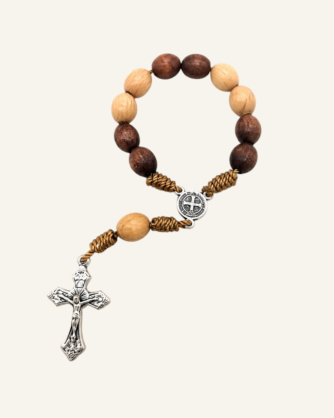 St. Benedict Pocket Rosary - Wooden One Decade Prayer Beads