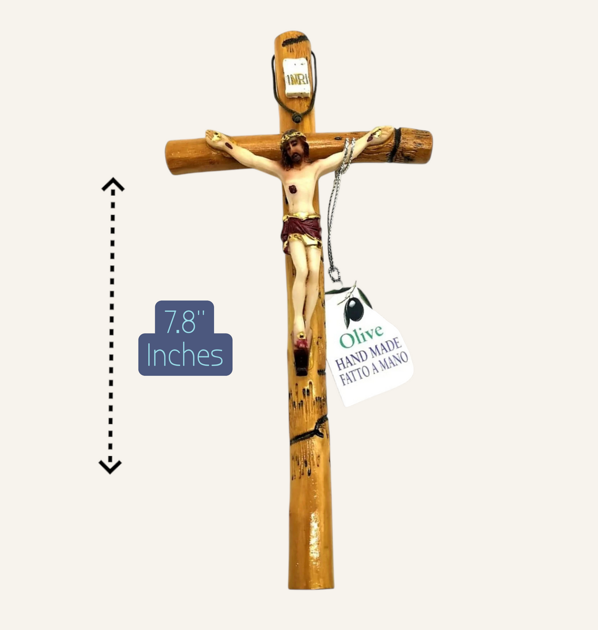 Olive Wood Wall Crucifix - Handmade Catholic Cross