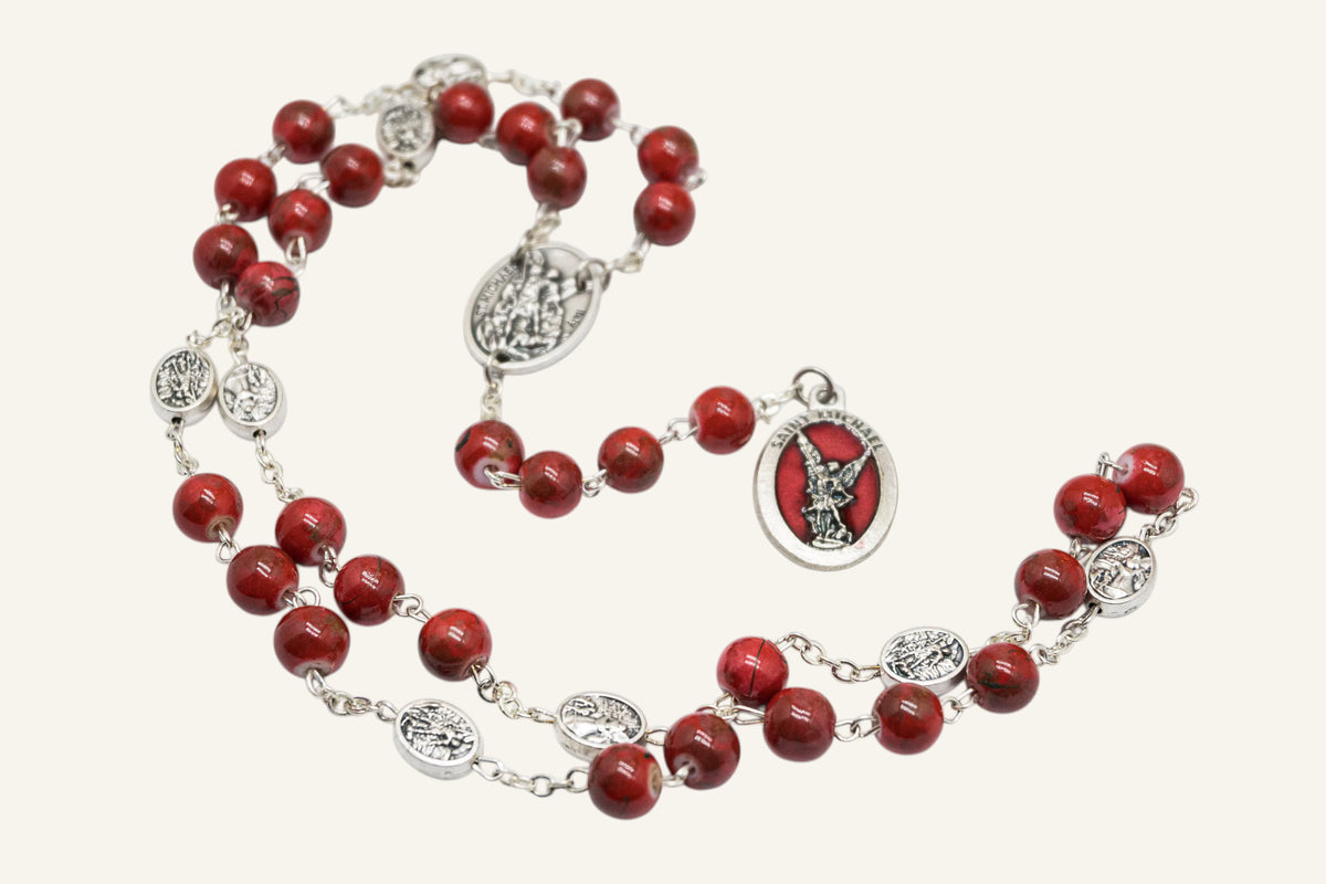 St. Michael Archangel Chaplet - Red Catholic Prayer Beads