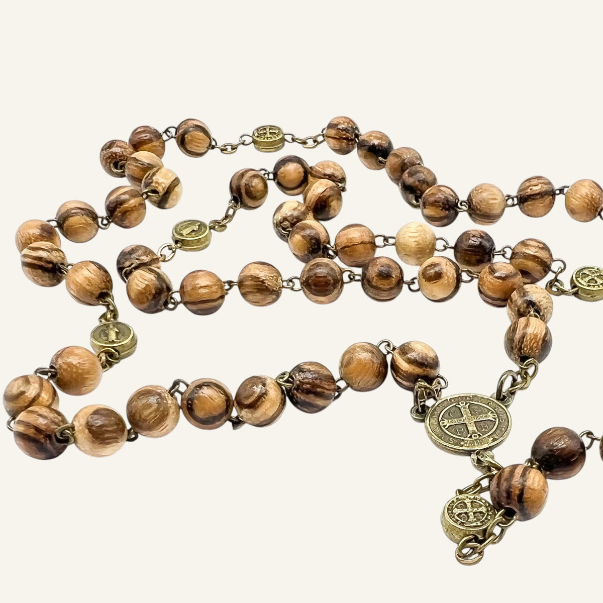 Walnut Wood St. Benedict Rosary - Catholic Prayer Beads