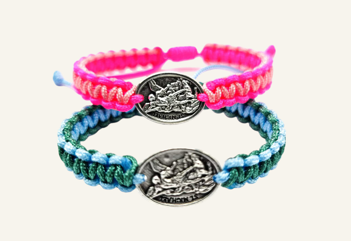 Personalized Catholic Saint Medal Braided Bracelet