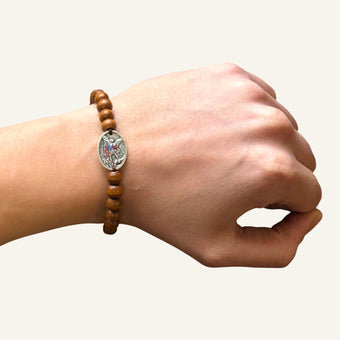 St. Michael & Guardian Angel Wooden Bead Bracelet