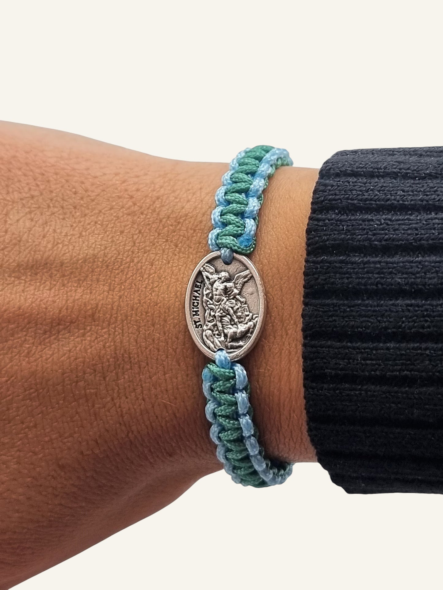 Personalized Catholic Saint Medal Braided Bracelet