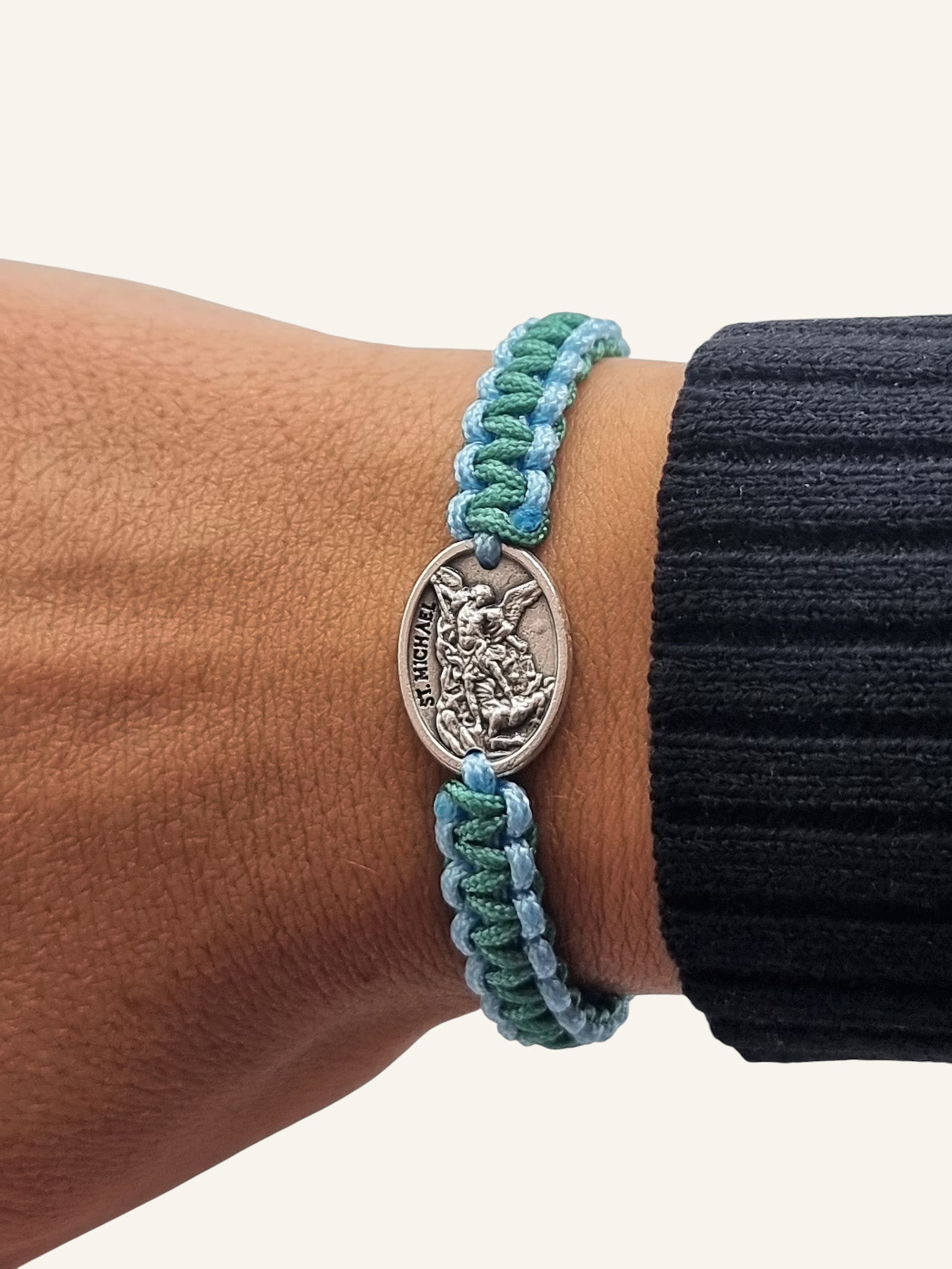 Personalized Catholic Saint Medal Braided Bracelet