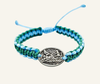Personalized Catholic Saint Medal Braided Bracelet