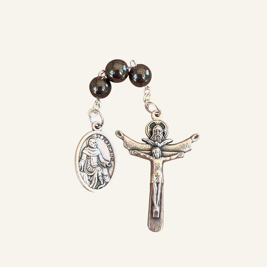 Custom Saint Three Bead Chaplet - Holy Trinity Cross