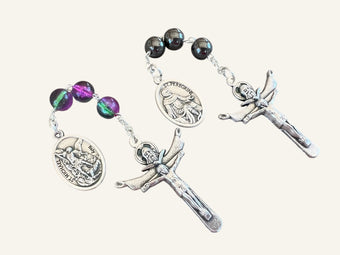 Custom Saint Three Bead Chaplet - Holy Trinity Cross