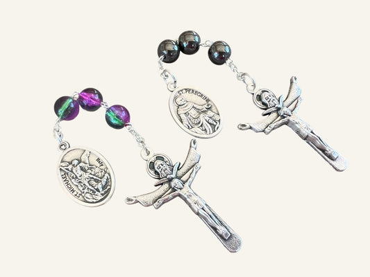 Custom Saint Three Bead Chaplet - Holy Trinity Cross