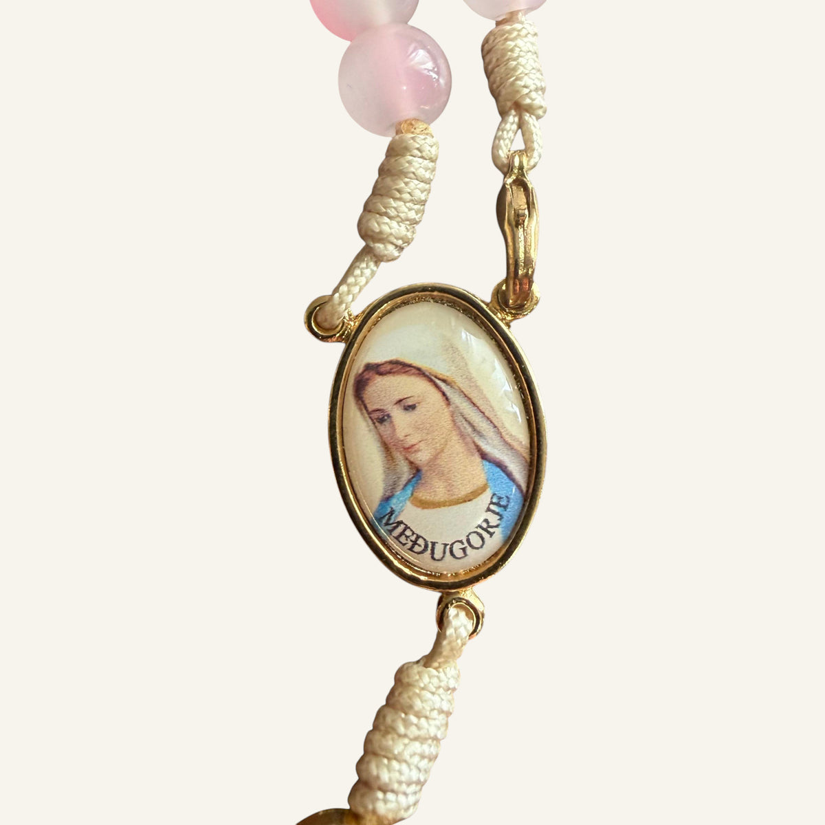 Personalized Rosary,Pink Beads, Catholic Gift, Custom Name Prayer Beads, Marian Medjugorje, Baptism, First Communion