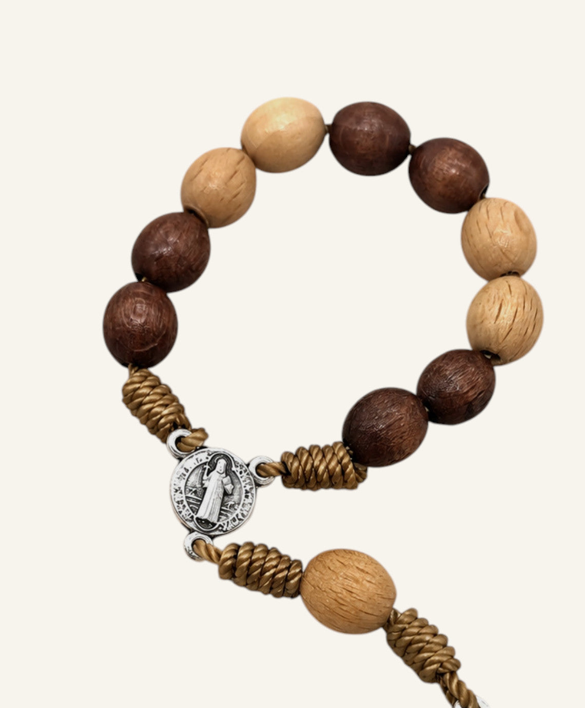 St. Benedict Pocket Rosary - Wooden One Decade Prayer Beads