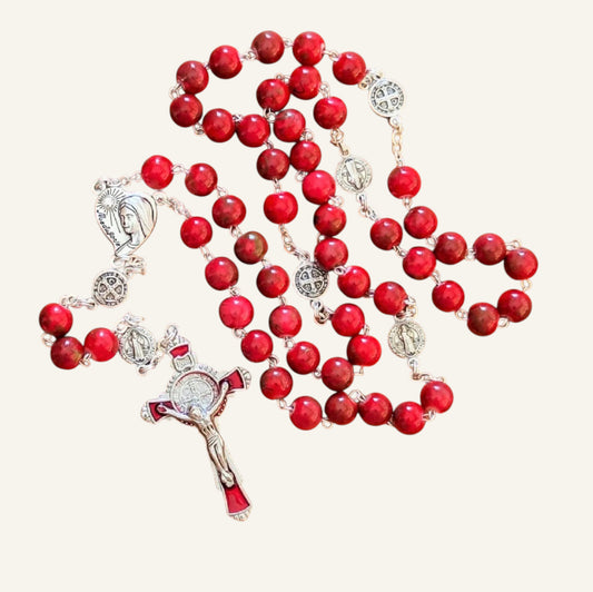 Red Murano Glass Rosary - St. Benedict Catholic Rosary